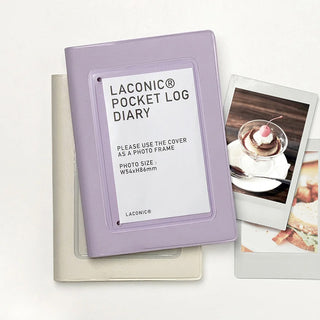 Purple Pocket Log Diary with photo cards and clear photo pocket