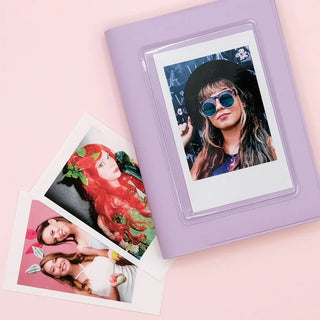 Purple Pocket Log Diary with two photo prints in the front photo pocket