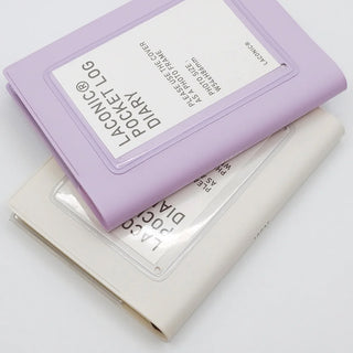 Purple and cream Pocket Log Diary with clear photo pocket window