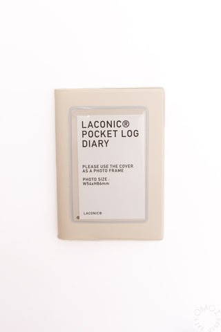 Cream Pocket Log Diary with LACONIC branding and photo frame window
