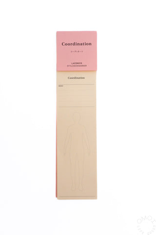 Pastel Coordination bookmarker with beige memo lines and body outline graphic
