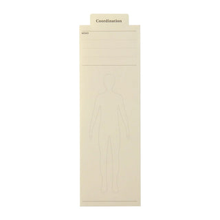 Beige Coordination bookmarker note with “Coordination” header, lines, and body outline