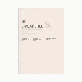 A5 spreadsheet notebook cover in light beige with IDC logo and SPREADSHEET title