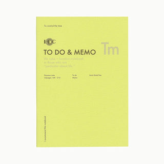 A5 yellow To Do & Memo function notebook, flat cover front view