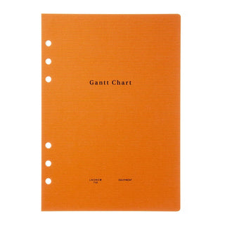 Orange A5 notebook refill page labeled “Gantt Chart” with punched binder holes