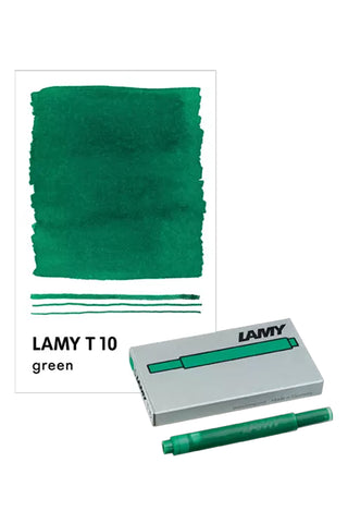 Lamy T10 ink cartridges, green, swatch and boxed cartridges
