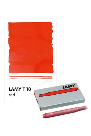 Lamy T10 ink cartridges, red, swatch and boxed cartridges
