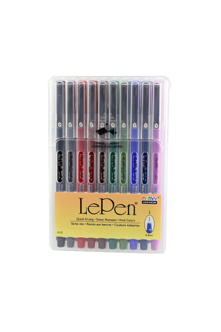 Le Pen 10-piece pen set, clear case with multicolor pen tips