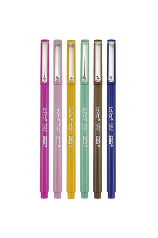 Le Pen Retro Colors 6-piece marker set with assorted barrel colors and wavy tips