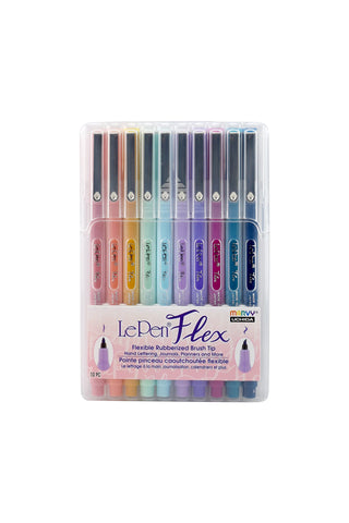 Pastel flexible brush pen set in clear case, 10 colorful markers