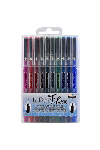 LePen Flex primary set: 10 brush-tip markers in clear blister package
