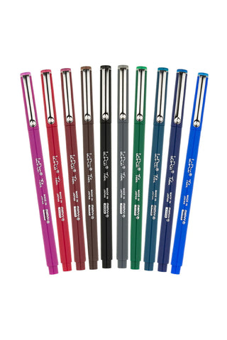 LePen Flex brush markers set of 10, colored barrels from magenta to blue