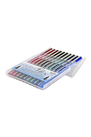 LePen Flex 10-piece primary brush marker set, pens shown in open tray