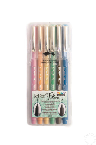 6-piece retro gel pen set in clear blister pack, assorted colors
