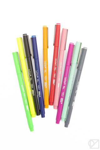 Assorted color Flex retractable pens, 9-pack, side by side