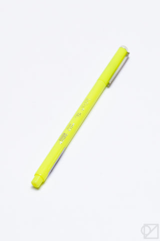 Le Pen Flex gel pen, fluorescent yellow body with silver clip and tip