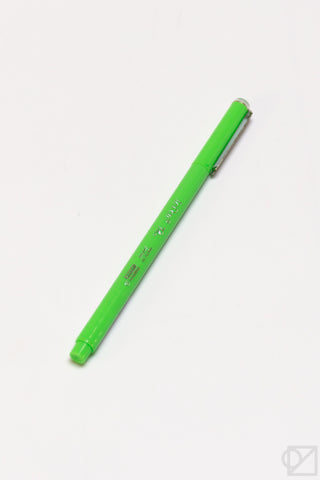 Fluorescent green Flex retractable pen with metallic tip and clip
