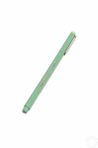 Seafoam green Flex retractable pen with metallic tip and clip