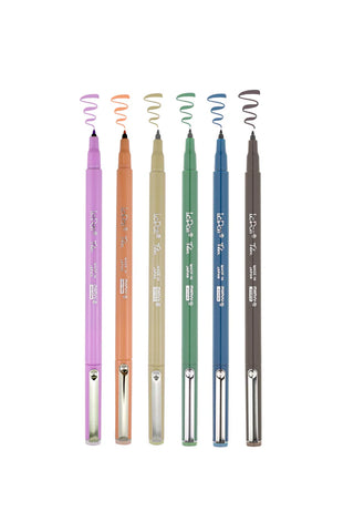 Assorted color gel pens, six-piece set with visible metal tips