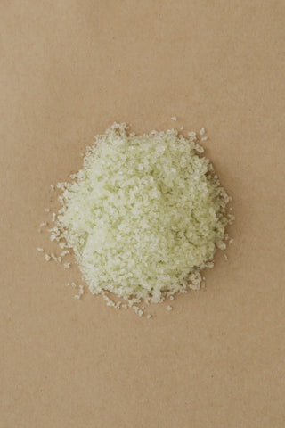 Pale green bath soak crystals