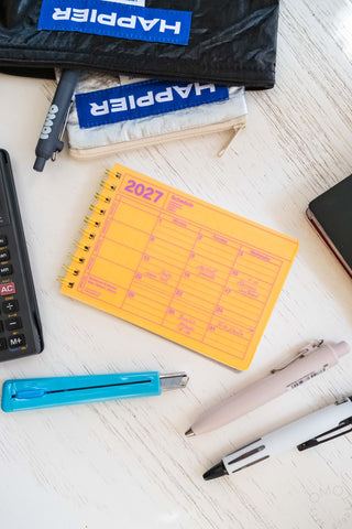 B7 extra small notebook calendar with spiral binding and 2027 monthly planner pages