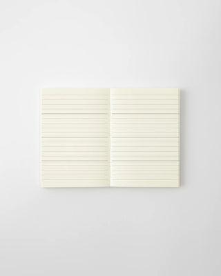 MD 2027 monthly planner notebook open to lined writing pages, two-page spread