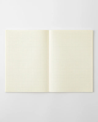 MD monthly thin planner, open pages with light grid and dotted calendar layout
