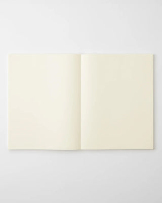 Open MD blank notebook showing two cream pages