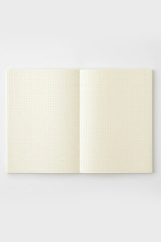 Cream dot grid notebook opened to show two inner page spreads