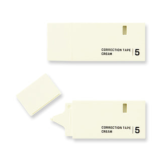 Correction tape dispenser, 5mm cream with label and end window