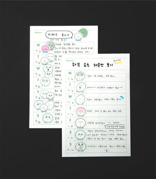 Two sticker sheets with illustrated character faces and speech bubbles