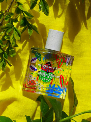 Maison Matine Nature Insolente eau de parfum 50ml bottle on green fabric
