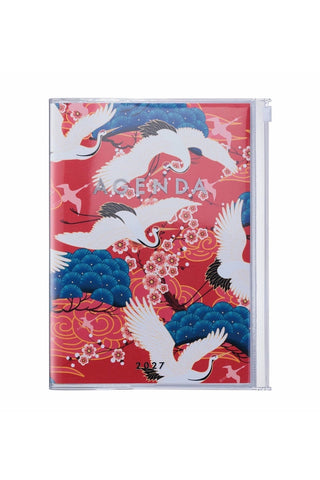 A5 weekly vertical planner front cover in red with white birds, 'AGENDA' and 2027.