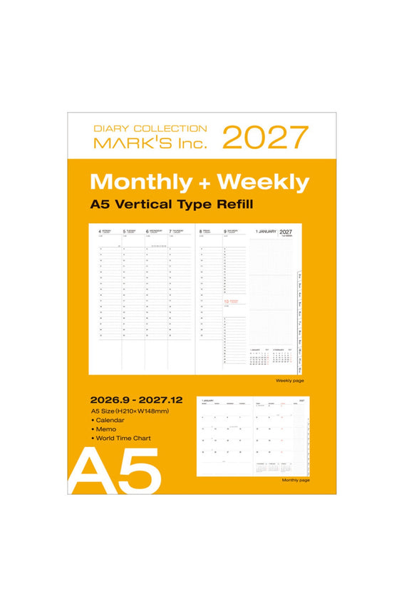 A5 weekly vertical planner refill box, 2027 monthly + weekly calendar (Mark's Inc.)