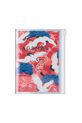 A6 weekly vertical planner with red bird pattern cover