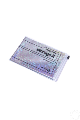Holographic speckle landscape dot grid notebook with clear cover and clasp