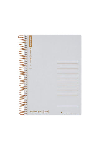 Maruman BASIC A5 spiral notebook, grey cover with ruled lines and margin guides