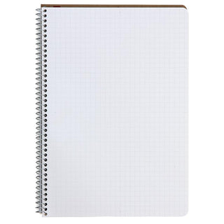 B5 spiral ring notebook, white pages with fine grid pattern and metal coil binding