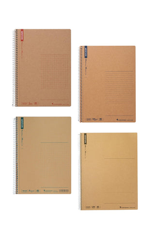A5 spiral ring notebook, beige cover with top label