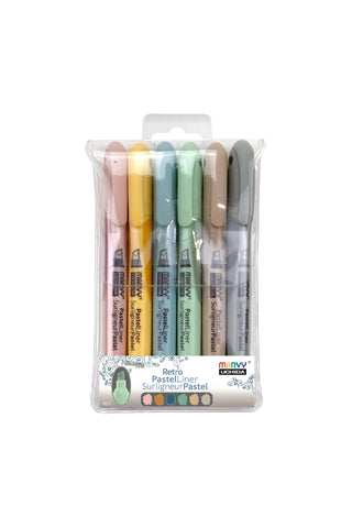 Marvy Uchida pastel liner set in clear case, six pastel fine-tip pens