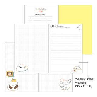 Midori 2027 planner pages with Personal Memo and My Memories sections, plus stickers