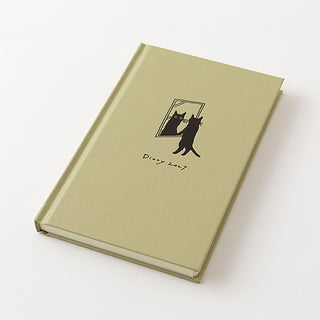 Beige B6 diary planner with black cat cover illustration, closed