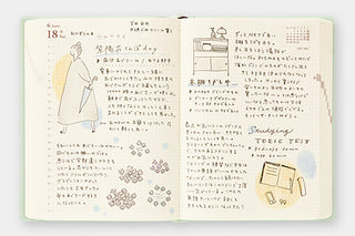 Two-page-a-day planner open to illustrated to-do and notes pages