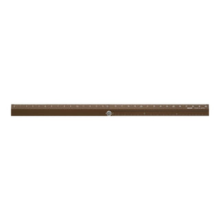 Brown aluminum straight multi ruler with centered pivot knob and printed markings
