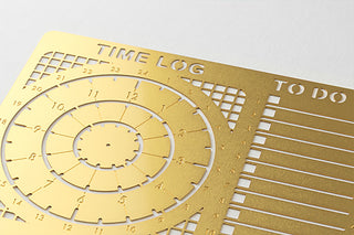 Gold time log template with concentric circles and to-do lines on a diary page