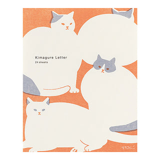 Cat letter writing pad cover with “Kimagure Letter” text and orange-and-white cat artwork