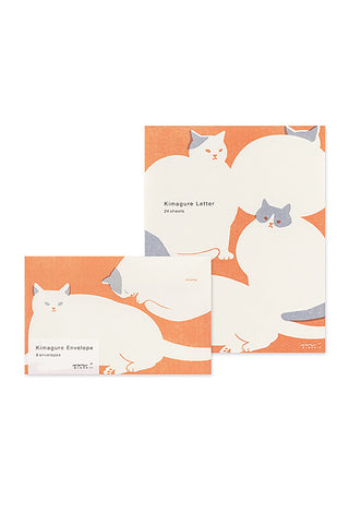 Cat letter and envelope stationery set with orange and white illustration