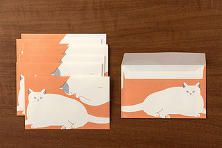 Cat letter sheets and envelope box set with orange-and-white cat designs