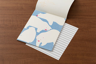 Polar bear letter paper pad with lined sheets peeking from cover