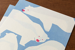 Close-up of polar bear letter paper with blue and white polar bear illustration